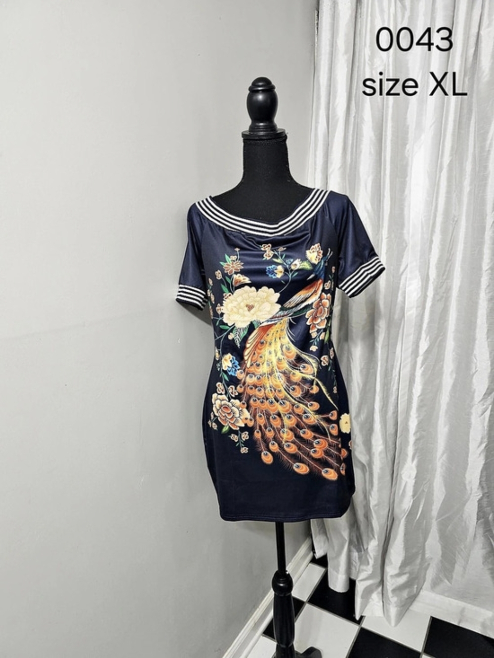 CBR Floral Mini Dress Blue & Orange XL